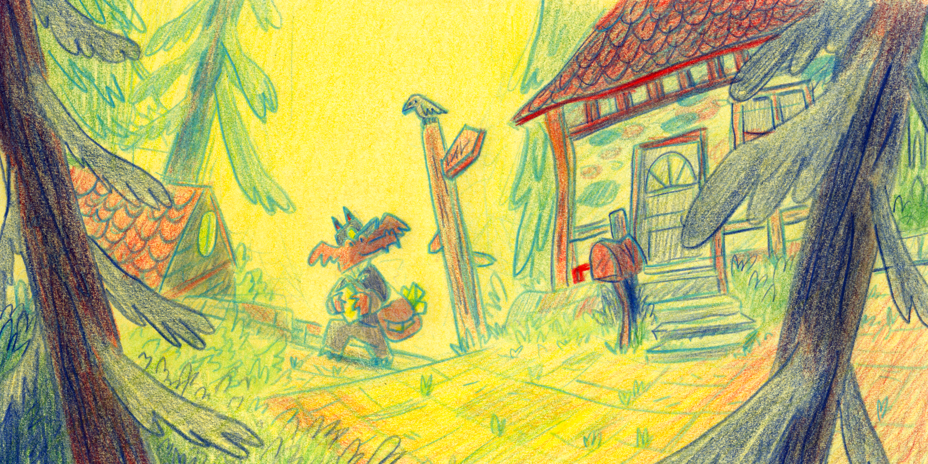 A dragon in a mailman outfit.