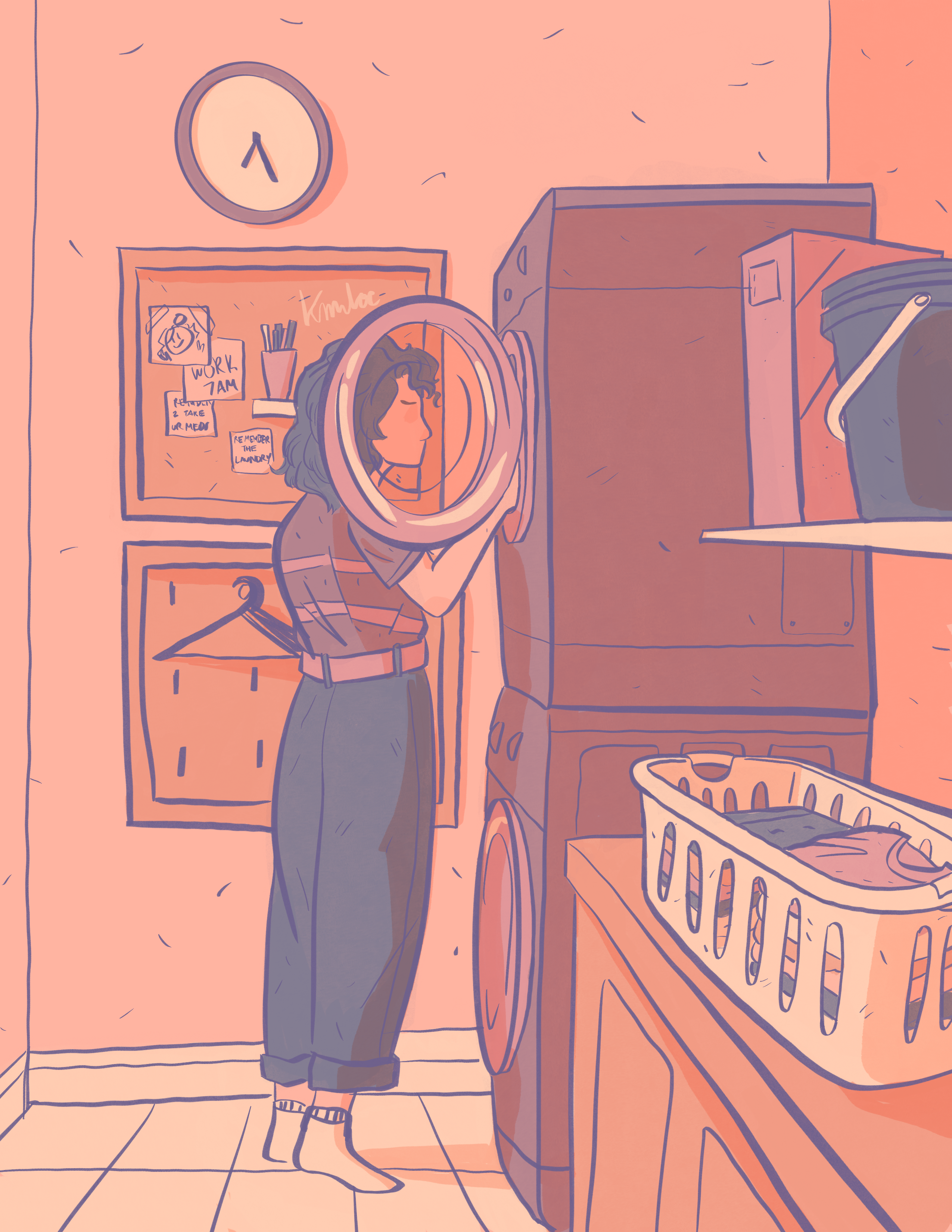 A woman doing laundry.